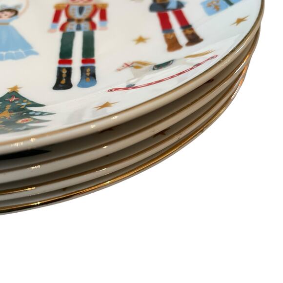 Grace Teaware NUTCRACKER BALLET Salad Plates 8in Set of 4 Christmas Holiday New - Picture 11 of 12